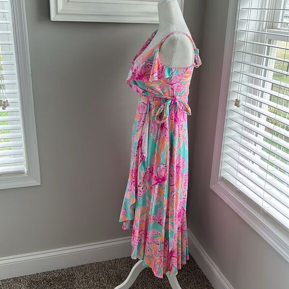 NWT Lilly Pulitzer Fontaine Wrap High Low Sleeveless Beach Tropical Dress XS - Picture 7 of 11